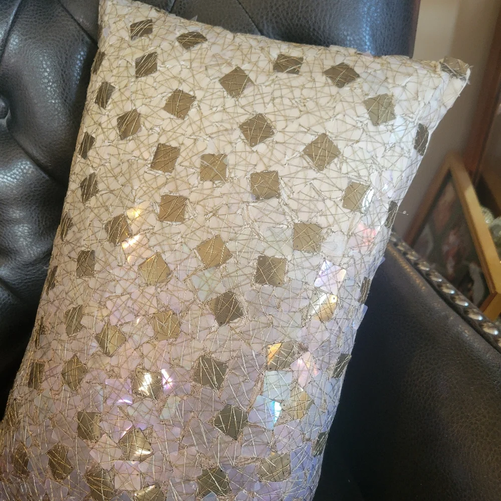 Kenneth Cole Reaction Home Decorative Pillow ~ Sequin Accents ~ GUC ~ Pretty!